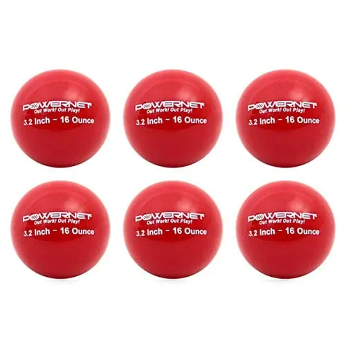 PowerNet Heavy Weighted Training Balls 3.2 Inch - 3.2" 16 Oz Red 6 pack